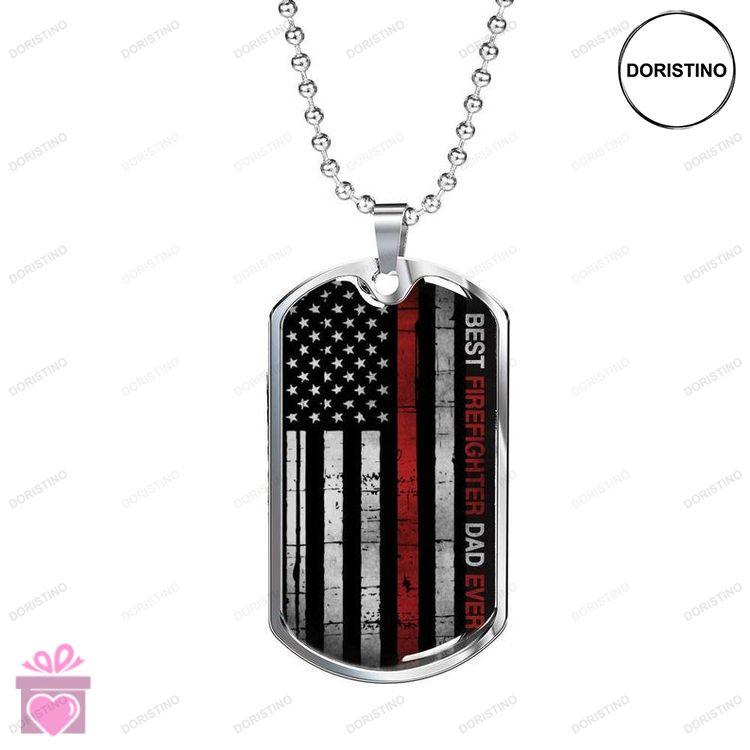 Dad Dog Tag Best Firefighter Dad Ever American Flag Dog Tag Necklace  Fathers Day Necklace Firefigh Doristino Awesome Necklace